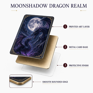 การ์ดสะสมโลหะพรีเมียม <span class=keywords><strong>Moonshadow</strong></span> Dragon Realm - งานศิลปะแฟนตาซีสีดำสุดประณีตพร้อมโครงสร้าง 3 ชั้นและบรรจุภัณฑ์สุดหรู - Product Image 1