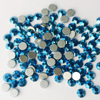Berkilau metalik biru laut tidak panas memperbaiki kaca rhinestones grosir