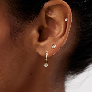 ROXI Ensemble de 3 pièces en argent sterling 925 avec fleurs incrustées de zircon, boucles d'oreilles classiques pour femmes S925 - Product Image 6