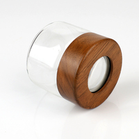 Pot à épices en verre transparent de 2 oz et 3 oz avec couvercle grossissant en bois d'acacia pour l'emballage alimentaire et cosmétique