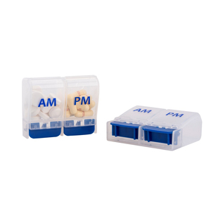 Portable <span class=keywords><strong>PP</strong></span> 2 compartiments AM <span class=keywords><strong>PM</strong></span> boîte à pilules adaptée aux voyages organisateur de pilules hebdomadaire 2 fois par jour boîte à pilules - Product Image 2