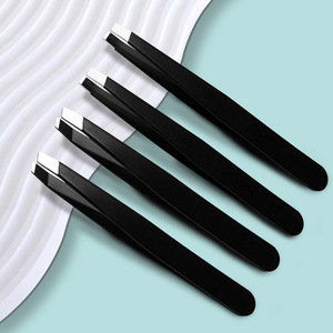 Black stainless steel eyebrow tweezers, eyebrow tweezers, <b>makeup</b> <b>tools</b>, eyebrow plucking tweezers, eyebrow trimming tweezers, - Product Image 1