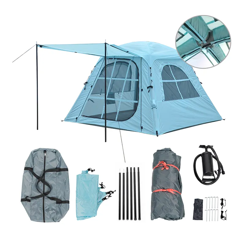 خيام خارجية خيمة هوائية مخصصة قابلة للنفخ أنابيب TPU إعداد سريع خيمة قابلة للنفخ للمغامرات التخييم في الهواء الطلق