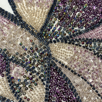 Tissu en dentelle perlée à sequins, broderie 3D feuille, dentelle lourde perlée, maille transparente brodée de perles pour robe de bal haute couture
