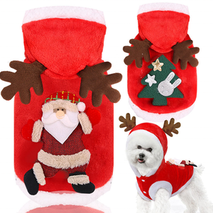 red funny dog clothes winter dog christmas clothes with hat - Product Image 1