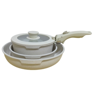 Ensemble d'ustensiles de cuisine multi-tailles 19 pièces avec <span class=keywords><strong>casserole</strong></span> de 18cm Poêle à frire profonde de 26cm Poêle à frire de 24cm et poignée détachable - Product Image 3