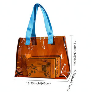 Bolsa de Mano Transparente Grande de PVC con Cierre de Cremallera, Cadenas Holográficas para Mujeres y Niñas, Resistente al Agua y a las Manchas, para Uso en Exteriores - Product Image 4