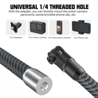 Adaptateur 1/4 femelle vers GoPro, perche d'extension en fibre de carbone, support léger pour selfie stick, pour caméra d'action Insta360 DJI Osmo 360