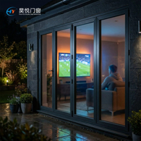 Porte coulissante pliante en aluminium insonorisée et étanche, réduction du bruit, double vitrage, porte de jardin en aluminium