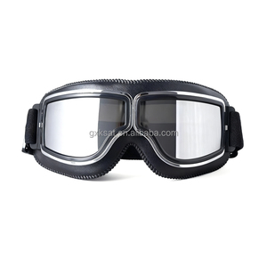 GXKSAT Gafas de Motocicleta de Cuero Personalizadas Estilo Vintage, Gafas de Conducción Retro para <span class=keywords><strong>Casco</strong></span> <span class=keywords><strong>Jet</strong></span>, Ajuste Universal, Acabado Pulido, 1 Año de Garantía - Product Image 1