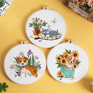 Kit di ricamo per cuccioli per principianti con motivo <span class=keywords><strong>a</strong></span> girasole, Kit di avviamento <span class=keywords><strong>a</strong></span> <span class=keywords><strong>punto</strong></span> <span class=keywords><strong>croce</strong></span> stampato per adulti - Product Image 2