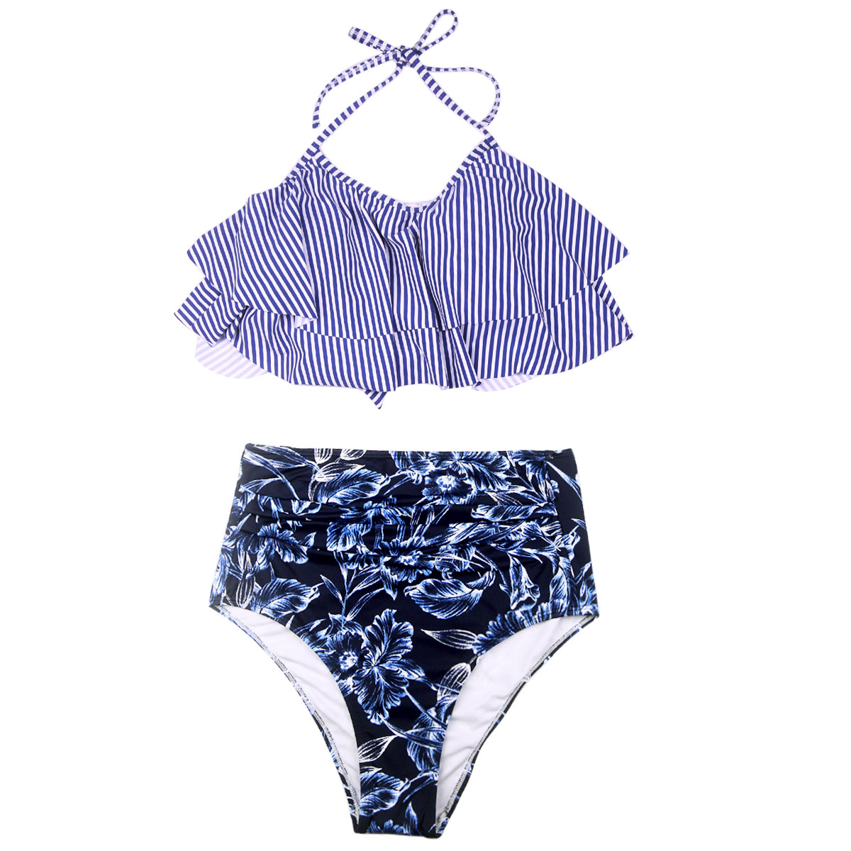 Summer fashion style Ladies sexy bikini set beach cover up swimwear 2021 for women strip printed