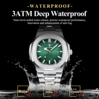 Montre-Bracelet Poedagar Luxe Carrée pour Homme Étanche Lumineuse à Date en Acier Inoxydable Mouvement Quartz