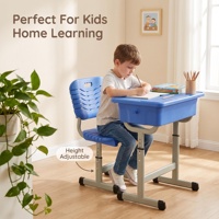 Ensemble de bureau et de chaise réglable en plastique moderne pour l'école, durable et épaissi, pour la maison et le bureau