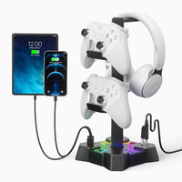 Station de Base de Charge Universelle pour PS5/PS4/Xbox RGB Gamepad RGB Éclairage Coloré Support de Rangement pour Écouteurs