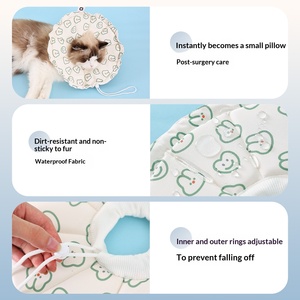 Verstelbare halsband voor huisdieren, kat, hond, anti-likken, anti-bijten, kleine hond, polyester, prinsessenstijl, beer, konijn, print, reinigingshalsband - Product Image 4