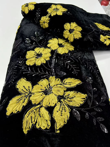 NI.AI nuovo tessuto in corda di pizzo con perline e paillettes Nigeria tessuto in velluto per donne abito da sposa materiale - Product Image 3