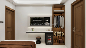 Ensemble de meubles de chambre d'hôtel 3 étoiles moderne, ensemble complet de chambre à coucher avec lit king-size rembourré, canapé, bureau, armoire, ensemble complet pour chambre d'hôtes - Product Image 2