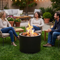 Poêle à bois portable sans fumée de 15 pouces en acier inoxydable avec gril barbecue pour le camping et le chauffage