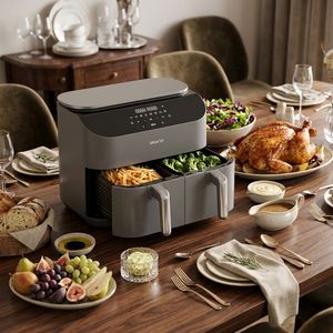 Freidora de Aire de Doble Cesta 5L+5L 2850W 40-200 ° Horno Digital Antiadherente con 7 Menús Preestablecidos para Uso Doméstico y Comercial 110-240V - Product Image 2