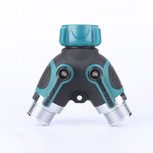 Divisor de manguera de jardín ECO FRIENDLY resistente de 2 vías Conector de vías en Y de 3/4 "con 2 válvulas Cuerpo de aleación de <span class=keywords><strong>zinc</strong></span> y agarre de goma - Product Image 1