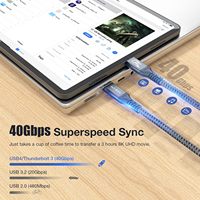 SYONG 240W USB4 Cable 40GBps Transmisión de datos 8K 60Hz HD Extensión para Thunderbolt 4 MAC Super Fast 240W PD Computadoras de carga