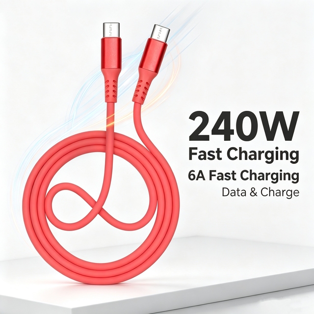 240W USB-C to USB-C Cable Super Soft Durable 5A 6A Fast Charging Data Transfer Customizable Length Color for iPhone 15 16 17