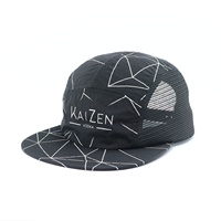Vente en gros, maille respirante, Snapback, chapeaux de course imperméables, Logo imprimé personnalisé, 5 panneaux, camping, Baseball, Sport, casquettes de camionneur en Nylon