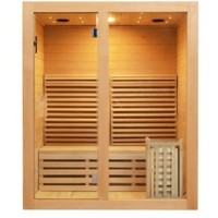 Ruang uap Sauna luar ruangan persegi tradisional kustom kompor kapasitas 4 orang Cedar merah pengalaman taman pemanas Malles De Sauna
