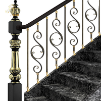 Rampe d'escalier moderne de luxe sur mesure, durable, facile à installer, accessoire pour villa et hôtel, en laiton et aluminium, finition or bronze MEIXI 1