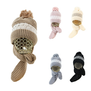 Jacquard Knit <b>Hat</b> And Scarf Set 2 Piece 56-58Cm Cotton <b>Beanie</b> With Pom Pom For Adult Winter Warmth - Product Image 3