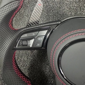 Volant en cuir à fond plat Sport de haute qualité pour Audi S6 S7 A4 A5 A6 A7 Q3 Q5 A3 S3 S8 R8 cuir perforé <span class=keywords><strong>noir</strong></span> - Product Image 4