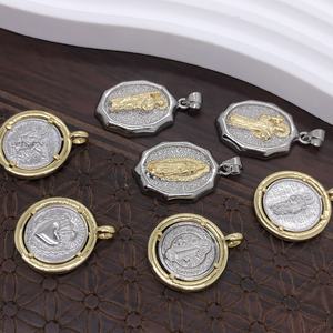 Accesorios para Hacer Collares y Pulseras con Colgante de Cobre Bicolor con Microincrustaciones de Oro de 18K de la Virgen María Religiosa - Product Image 2