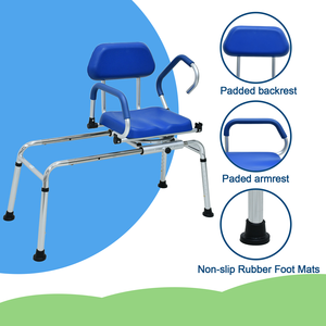 כסא מקלחת מסתובב לקשישים - כסא בטיחות מתכוונן לשימוש בית חולים ומלונות עם ידיות - Product Image 2