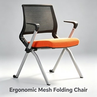 Chaise de bureau ergonomique empilable en maille aérée pour l'école, les conférences et la formation, avec dossier en plastique et dossier pliable, chaises contractuelles pliantes