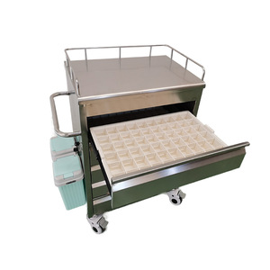 Stainless Steel Medicine Delivery Cart 650x440x800mm Five Tier With <b>Worktable</b> Central Lock Hospital Furniture - Product Image 3