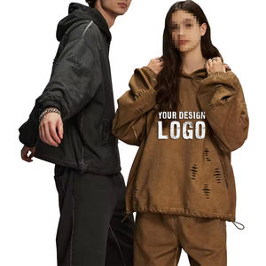 Sudadera con Capucha para Mujer, Estilo Casual, Vintage, Lavada, Desgastada, con Hombros Caídos, Color Teñido, Talla Grande - Product Image 6