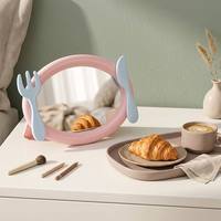 Miroir de maquillage compact et mignon, décoration couteau-fourchette, miroir cosmétique portable de poche pour les voyages