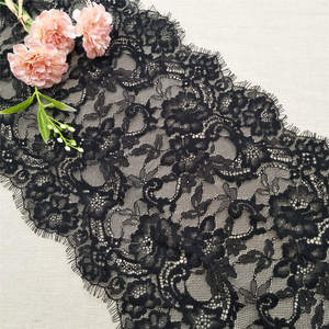 Dentelle à franges en nylon noir 100% style français, dentelle à franges en maille tricotée, ruban en dentelle à franges en nylon pour robes de mariée - Product Image 2