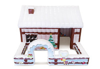 Château de grotte gonflable de Noël de videur de Père Noël d'Alliance Commercial pour l'événement maison gonflable de rebond de pain d'épice