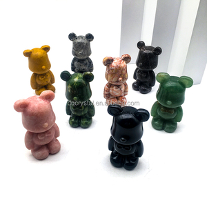 Wholesale Natural Crystal Crafts Violent Bear Carving Tabletop Decor Healing Semi-precious Gem Crafts Gift Home Decoration