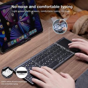 Teclado Bluetooth 5.0 plegable portátil recargable de entrega rápida del fabricante, teclado triple plegable con panel táctil - Product Image 6
