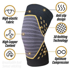 Manicotto di compressione con infuso di gomito e ginocchio in rame tessuto confortevole riduce lo sforzo e il gonfiore di tipo protettivo morbido - Product Image 3