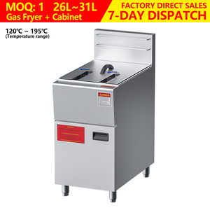 Friggitrice Professionale a Gas in Acciaio Inox da 30 Litri, Friggitrice per Patatine Fritte da 26L con Cestello - Product Image 1
