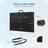 Tas Organizer Portofolio Seni dari Nilon Hitam dengan Pegangan dan Kantong Resleting untuk Papan Sketsa