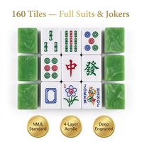 Jeu de Mahjong Américain en Marbre de Jade, Acrylique et Bois, 160 Tuiles, Lamination 4 Couches, Norme NMJL, Portable, Logo Personnalisé, Prêt à Expédier, OEM