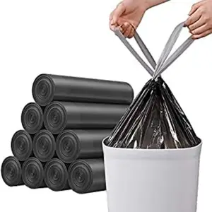 Custom Leak Proof Recycled Compostable Liners Pe Large Scented On Roll 13 Gallon Black Plastic Drawstring Trash Garbage Bag