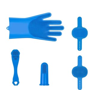 Set di 6 Strumenti in Silicone per la Toelettatura degli Animali Domestici con Guanti da Bagno per Cani e Spazzola Massaggiante - Riutilizzabile, Impermeabile e Resistente al Calore per Tutti gli Animali - Product Image 2