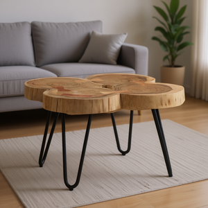 Acacia Wood <b>Coffee</b> <b>Table</b> Modern Design Metal Legs Living Room Furniture - Product Image 2