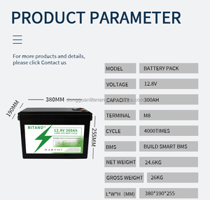 Batterie LiFePO4 rechargeable <span class=keywords><strong>RITANO</strong></span> 12V 12.8V 100Ah 280Ah 300Ah Garantie 5 ans 6000 cycles JBD BMS pour camping-car, véhicule électrique, bateau, yacht, vélo électrique - Product Image 2